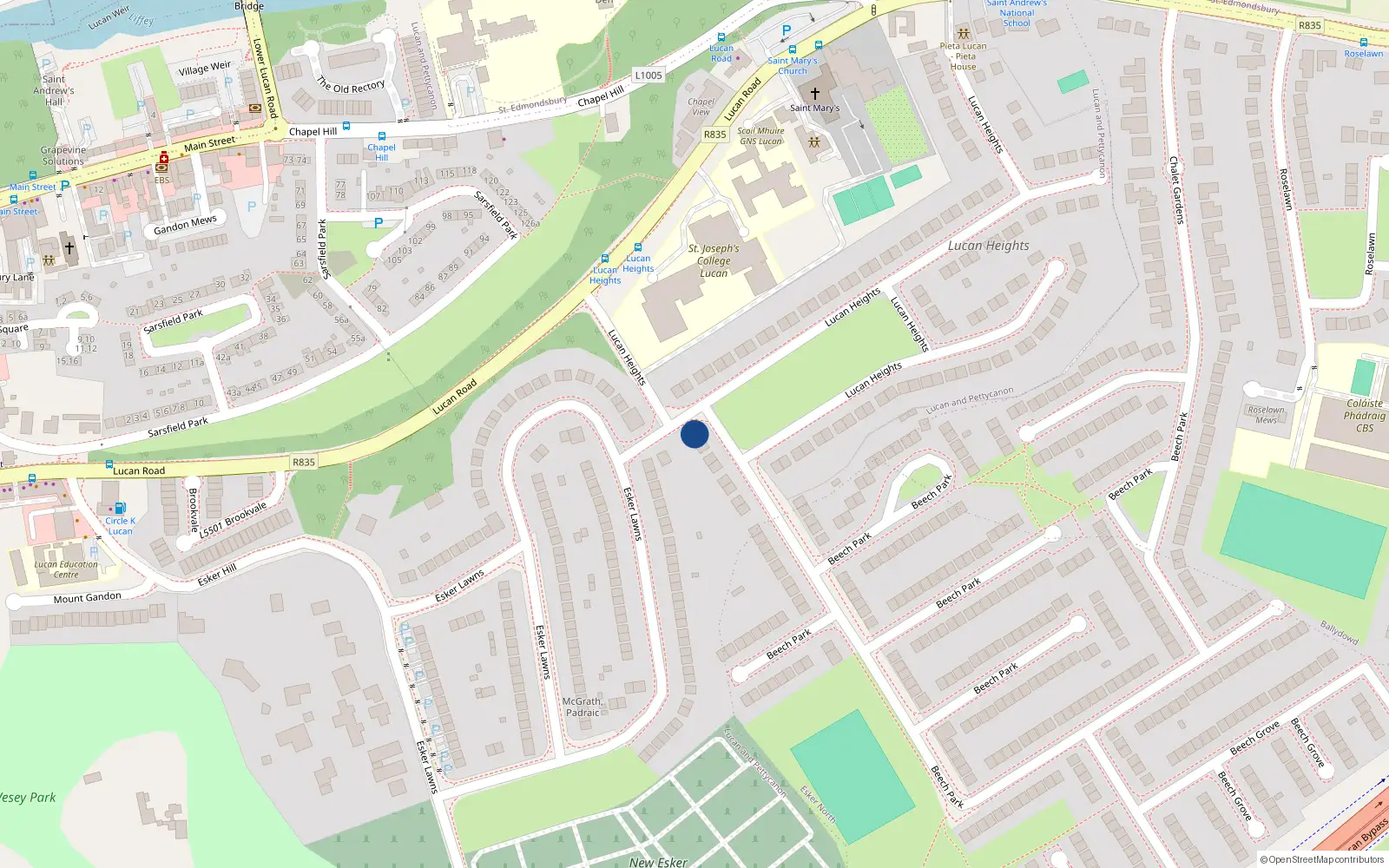 Overhead map showing the location of 117 Lucan Heights, Lucan