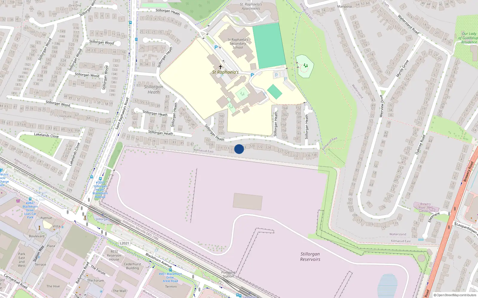 Overhead map showing the location of 117 Stillorgan Heath, Kilmacud Road Upper, Blackrock