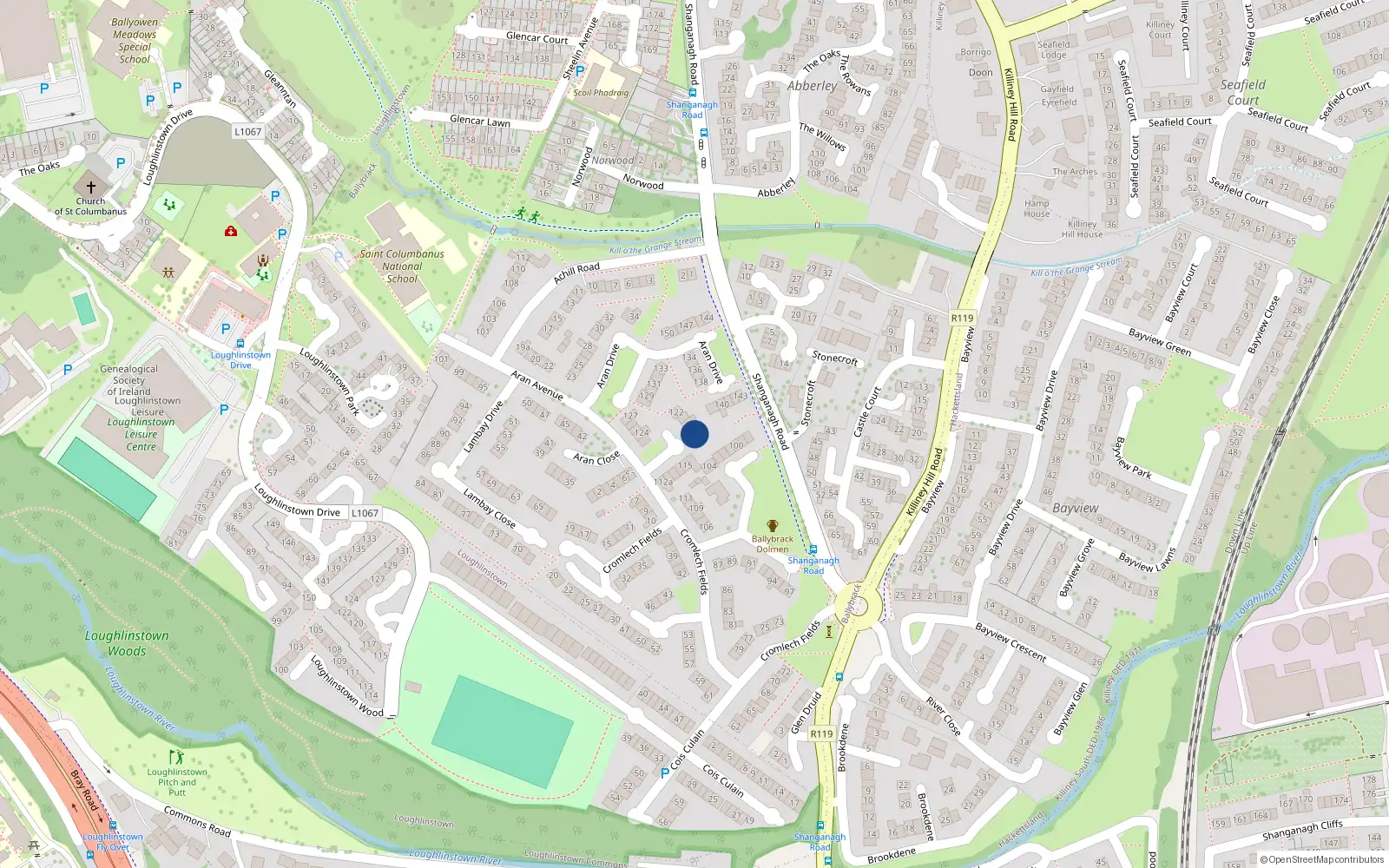 Overhead map showing the location of 118, 118 Cromlech Fields, Ballybrack