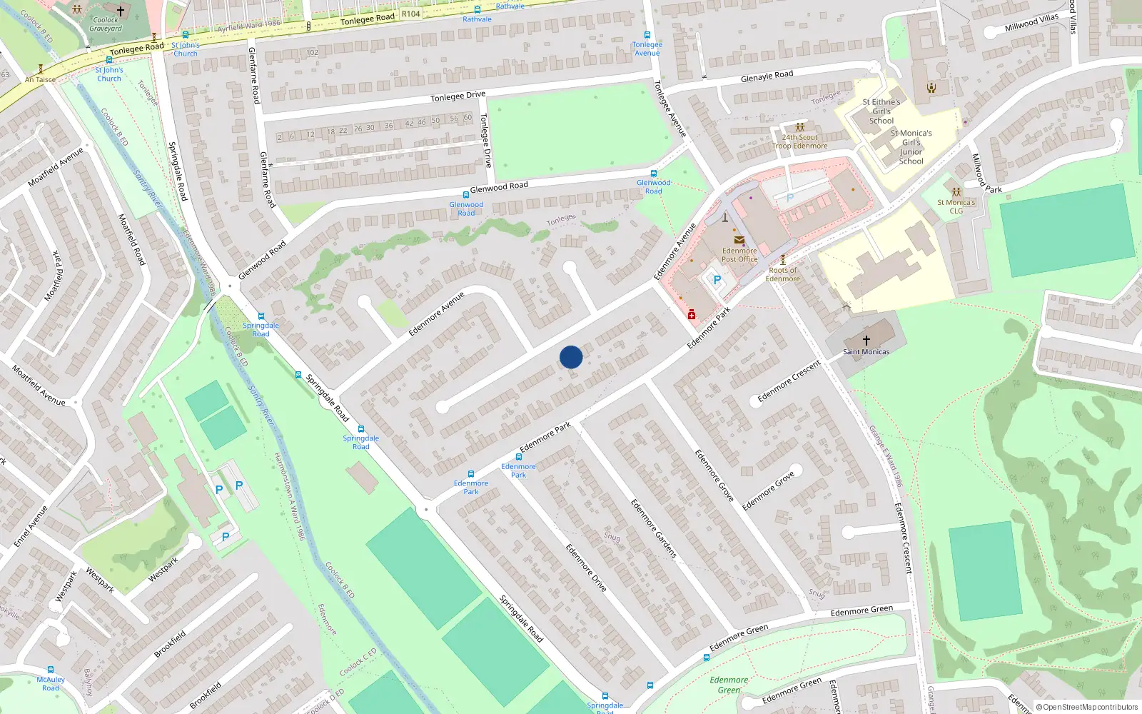 Overhead map showing the location of 118 Edenmore Avenue, Raheny, Dublin 5