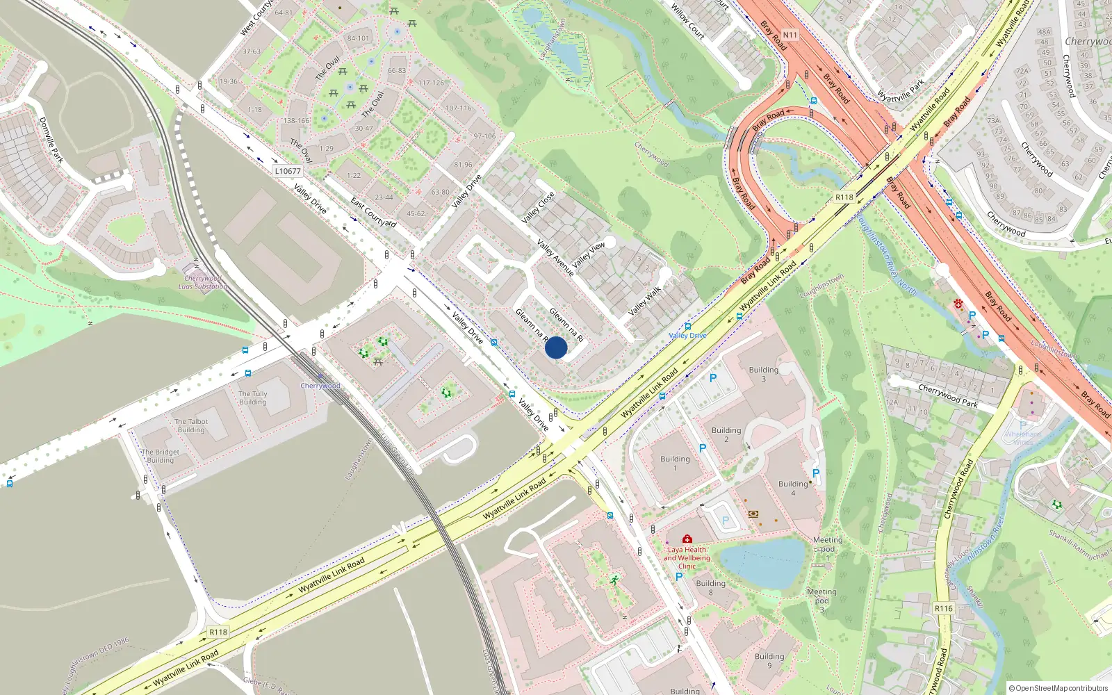 Overhead map showing the location of 118 Gleann na Ri, Cherrywood