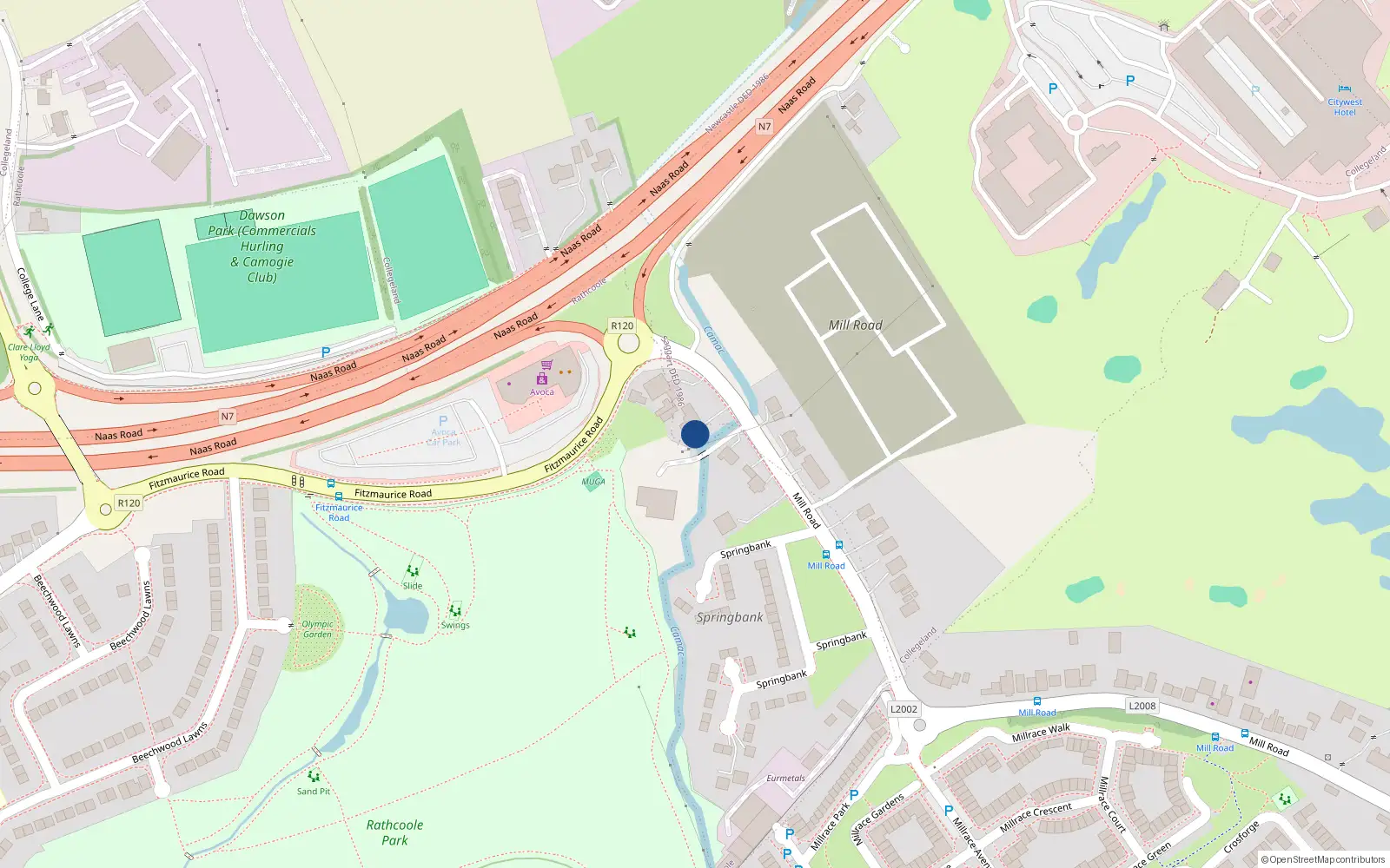 Overhead map showing the location of 118 Millbridge, Saggart, Dublin