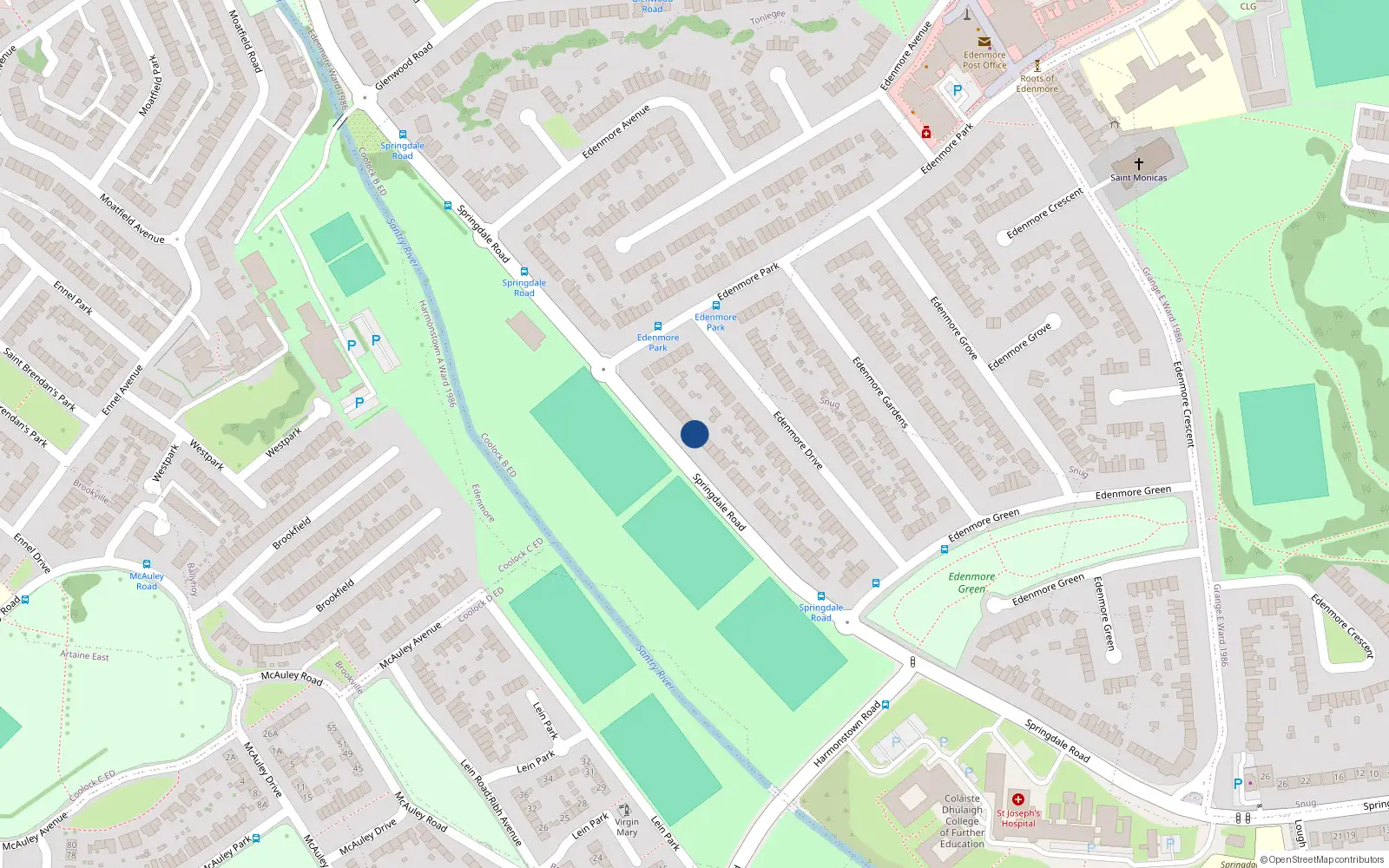 Overhead map showing the location of 118 Springdale Road, Raheny, Dublin