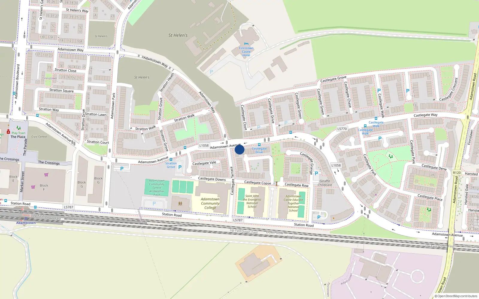 Overhead map showing the location of 119 Adamstown Avenue, Lucan