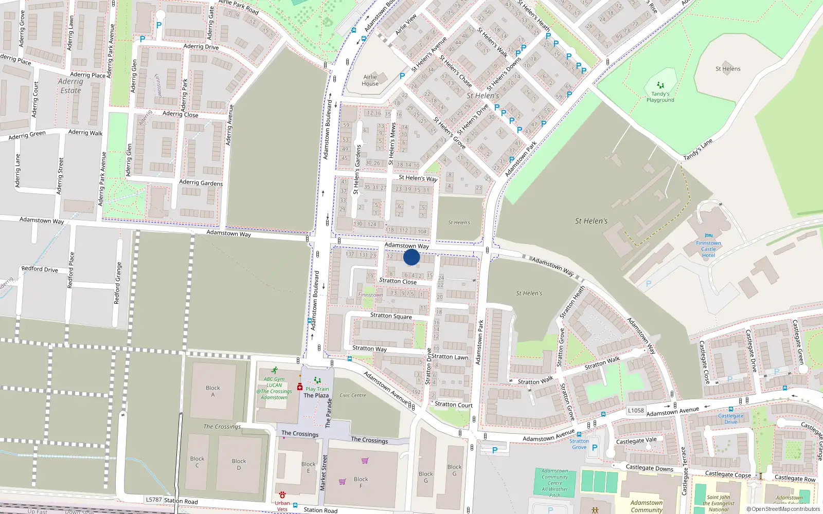 Overhead map showing the location of 119 Adamstown Way, Lucan