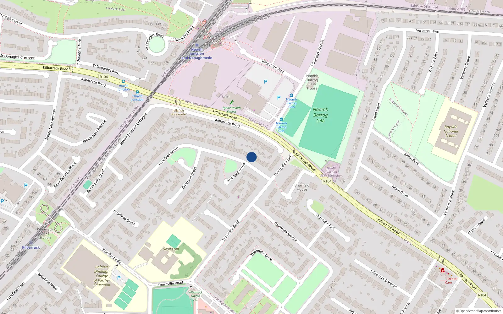 Overhead map showing the location of 119 Briarfield Grove, Kilbarrack, Dublin 5