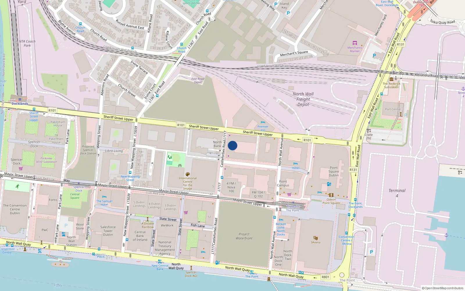 Overhead map showing the location of 119 Castleforbes Square, Dublin 1