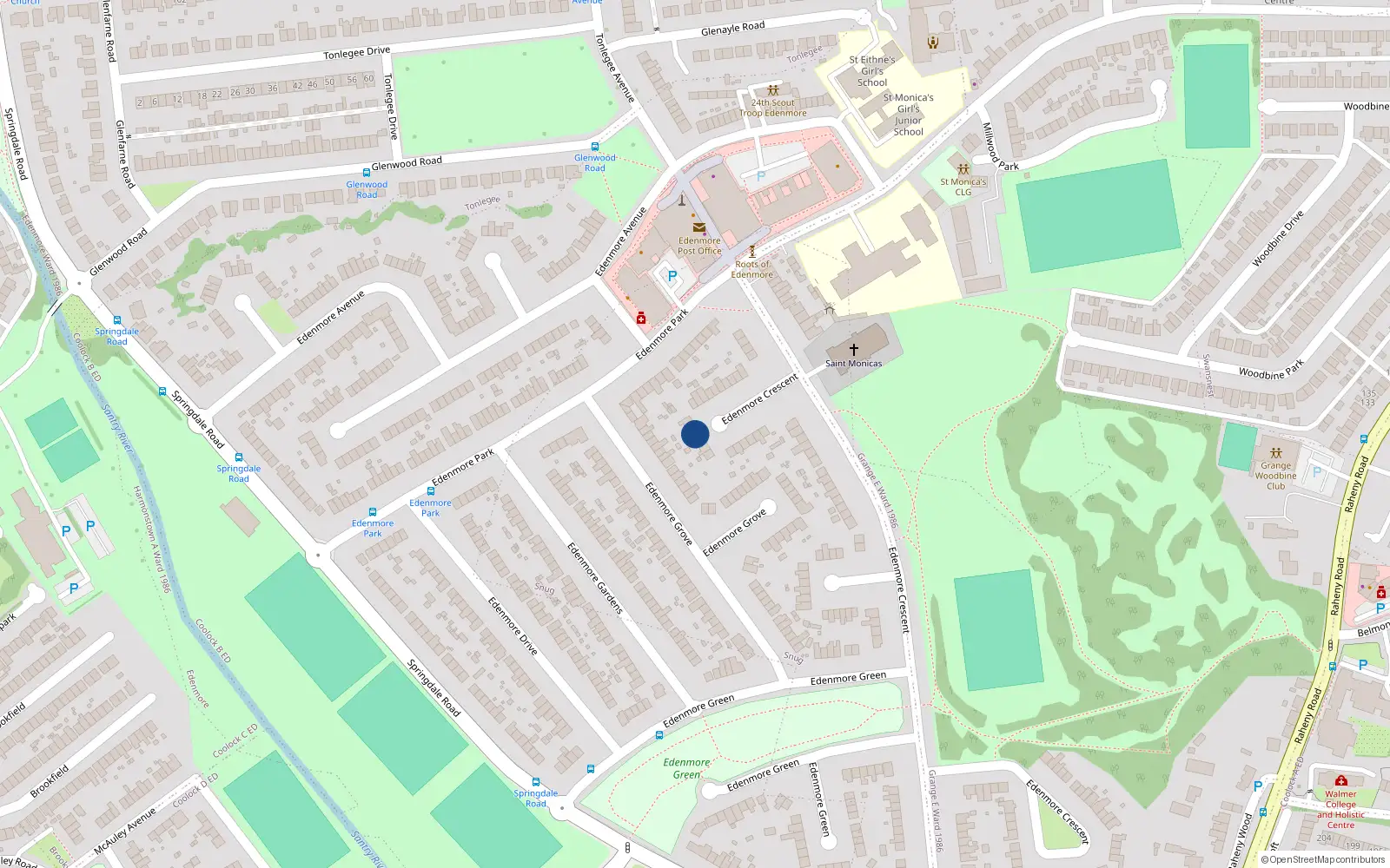 Overhead map showing the location of 119 Edenmore Crescent, Dublin 5