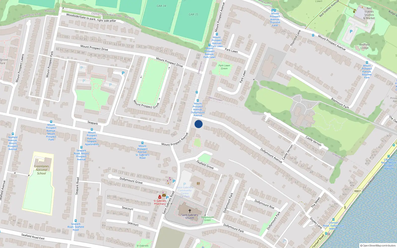 Overhead map showing the location of 119 Mount Prospect Avenue, Dublin 3