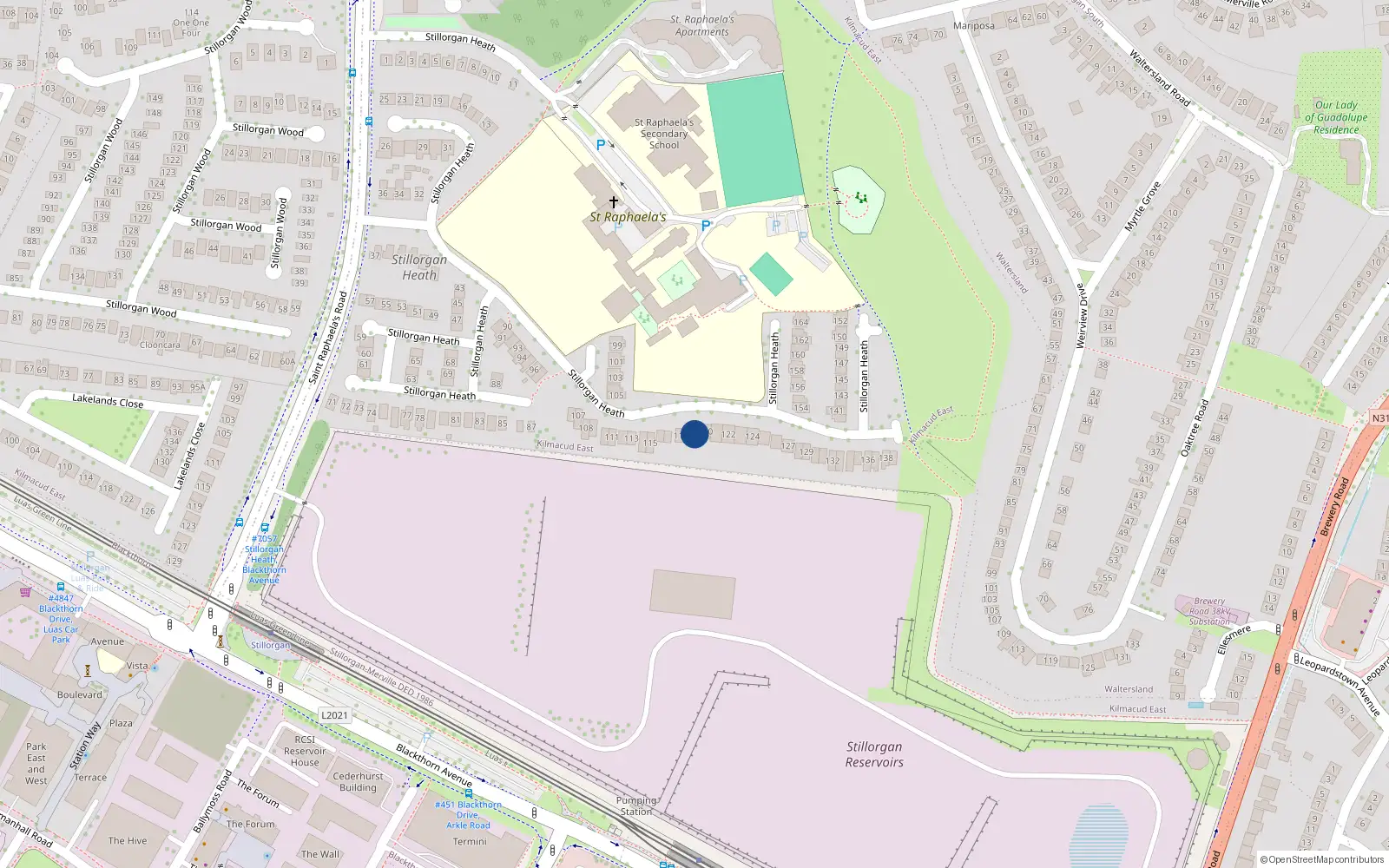 Overhead map showing the location of 119 Stillorgan Heath, Dublin