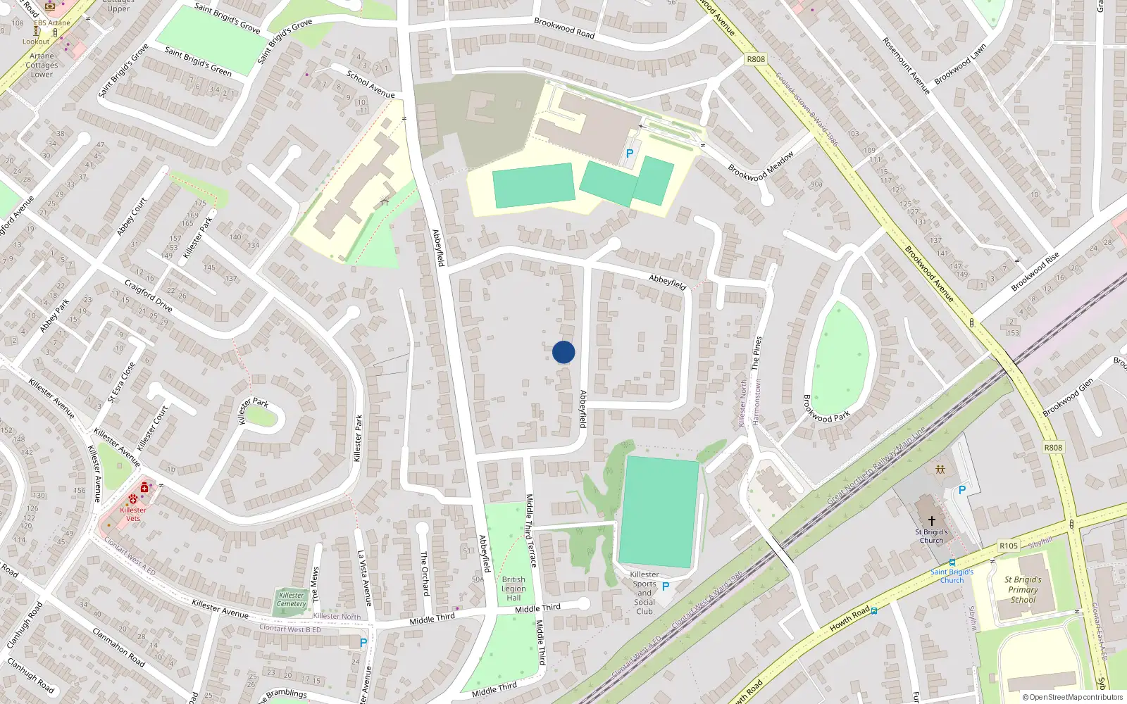 Overhead map showing the location of 119A Abbeyfield, Dublin 5