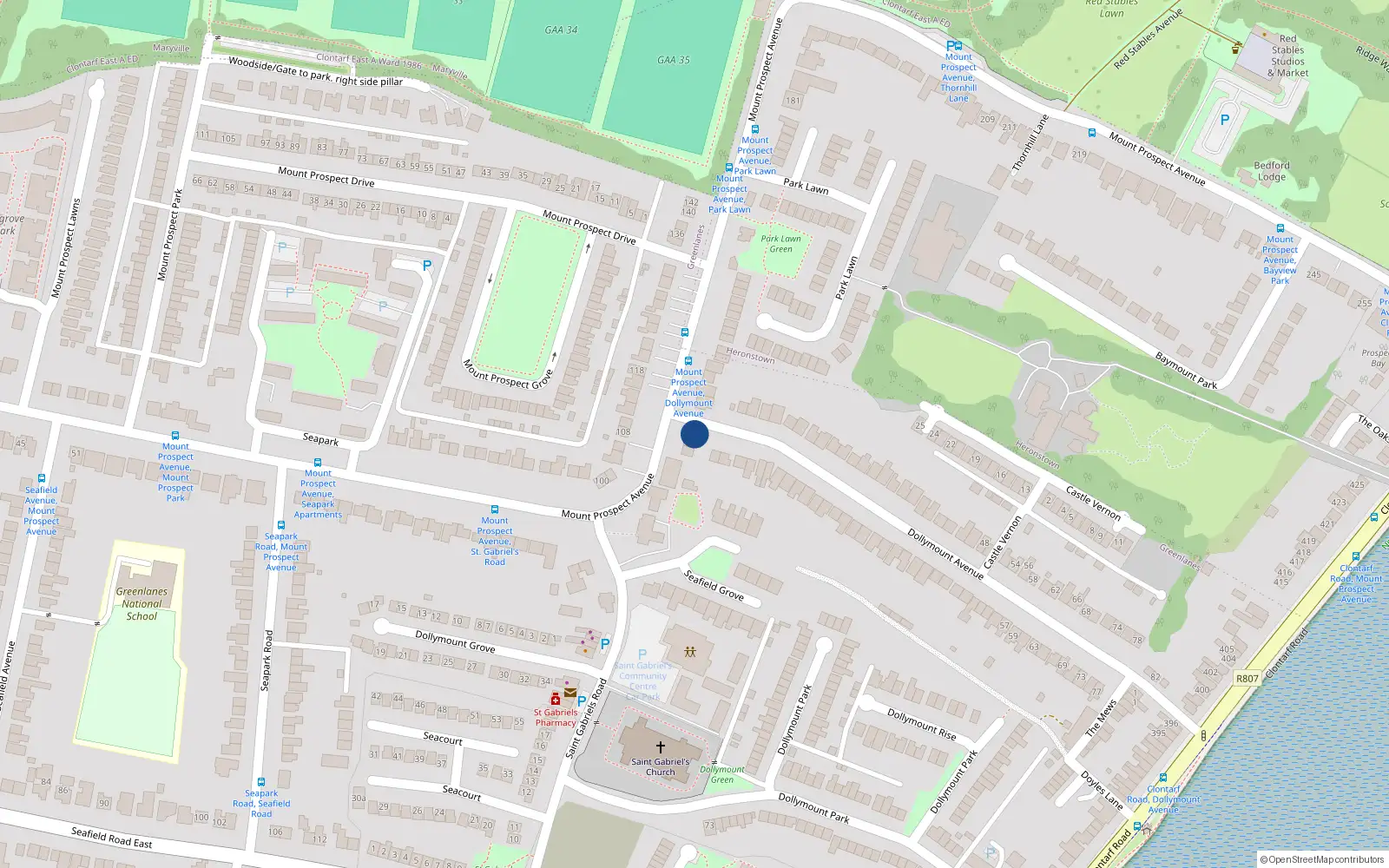 Overhead map showing the location of 119A Mount Prospect Avenue, Dublin 3