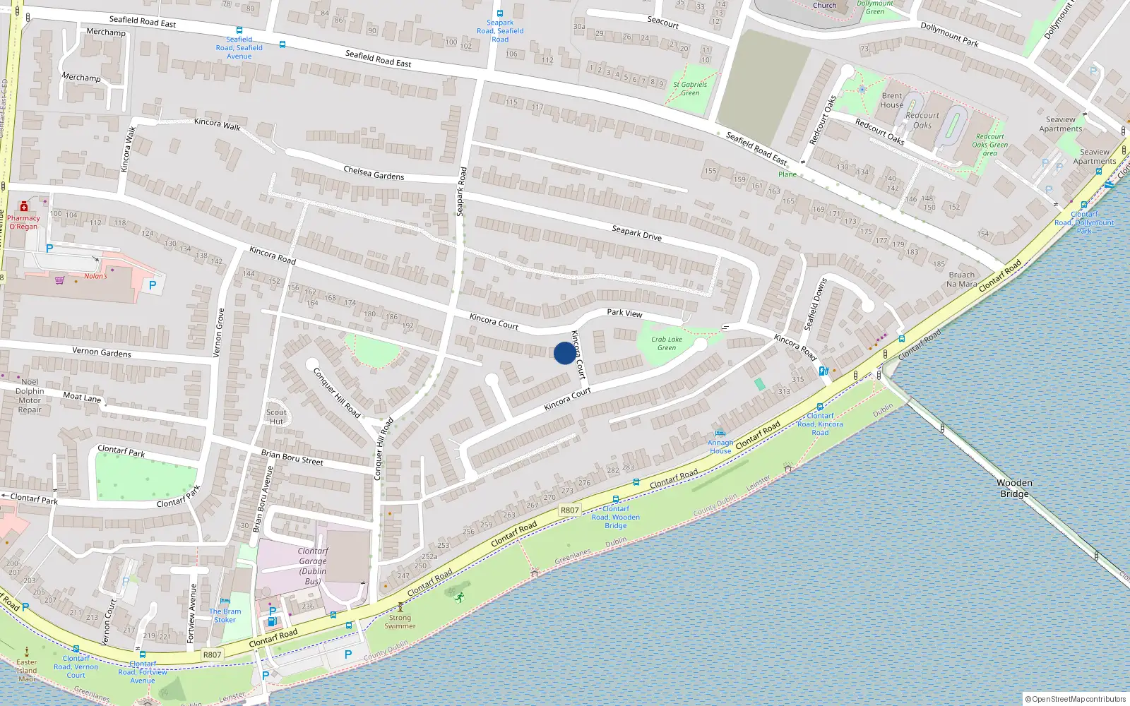 Overhead map showing the location of 11A Kincora Court, Dublin 3