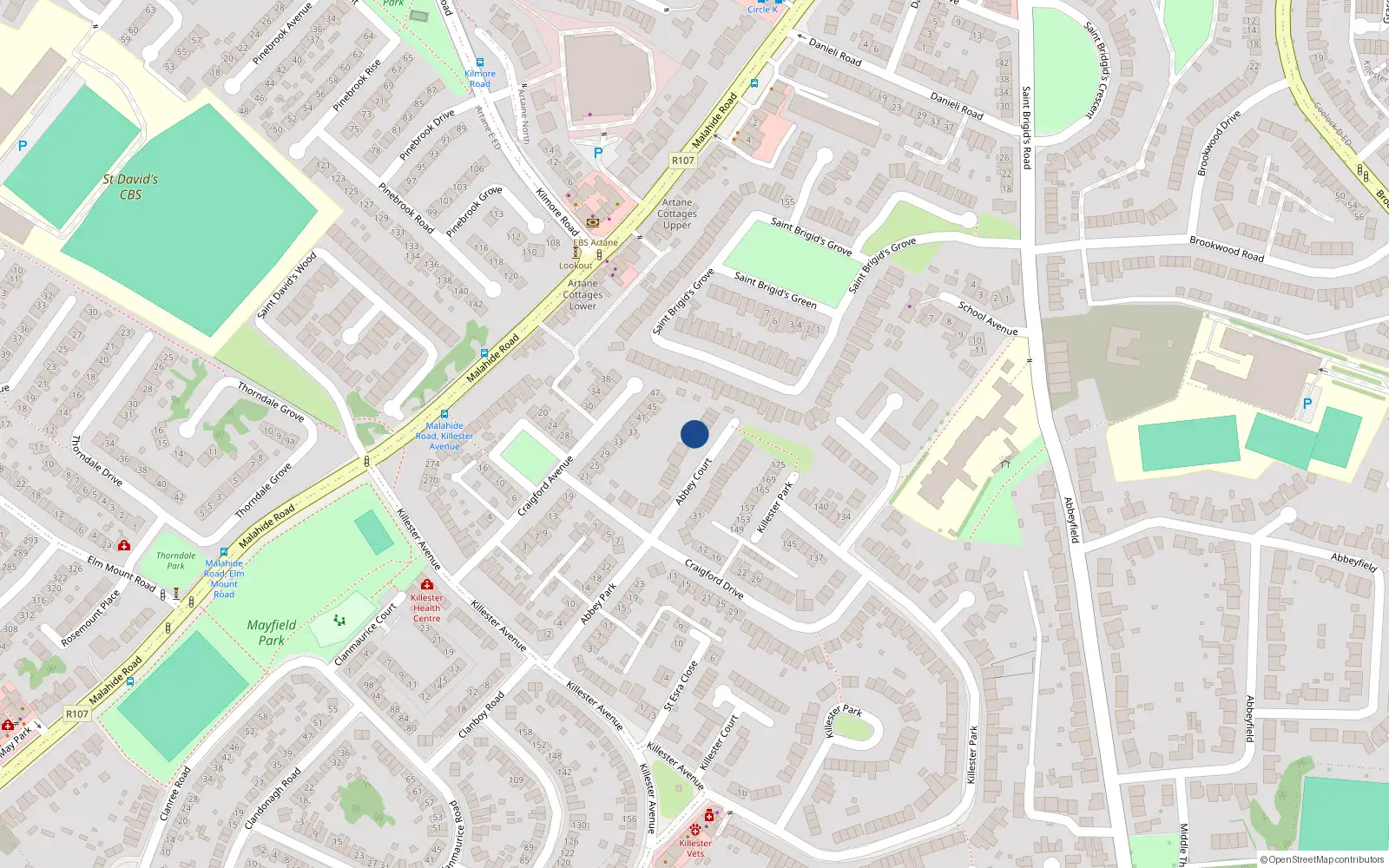 Overhead map showing the location of 12 Abbey Court, Dublin 5