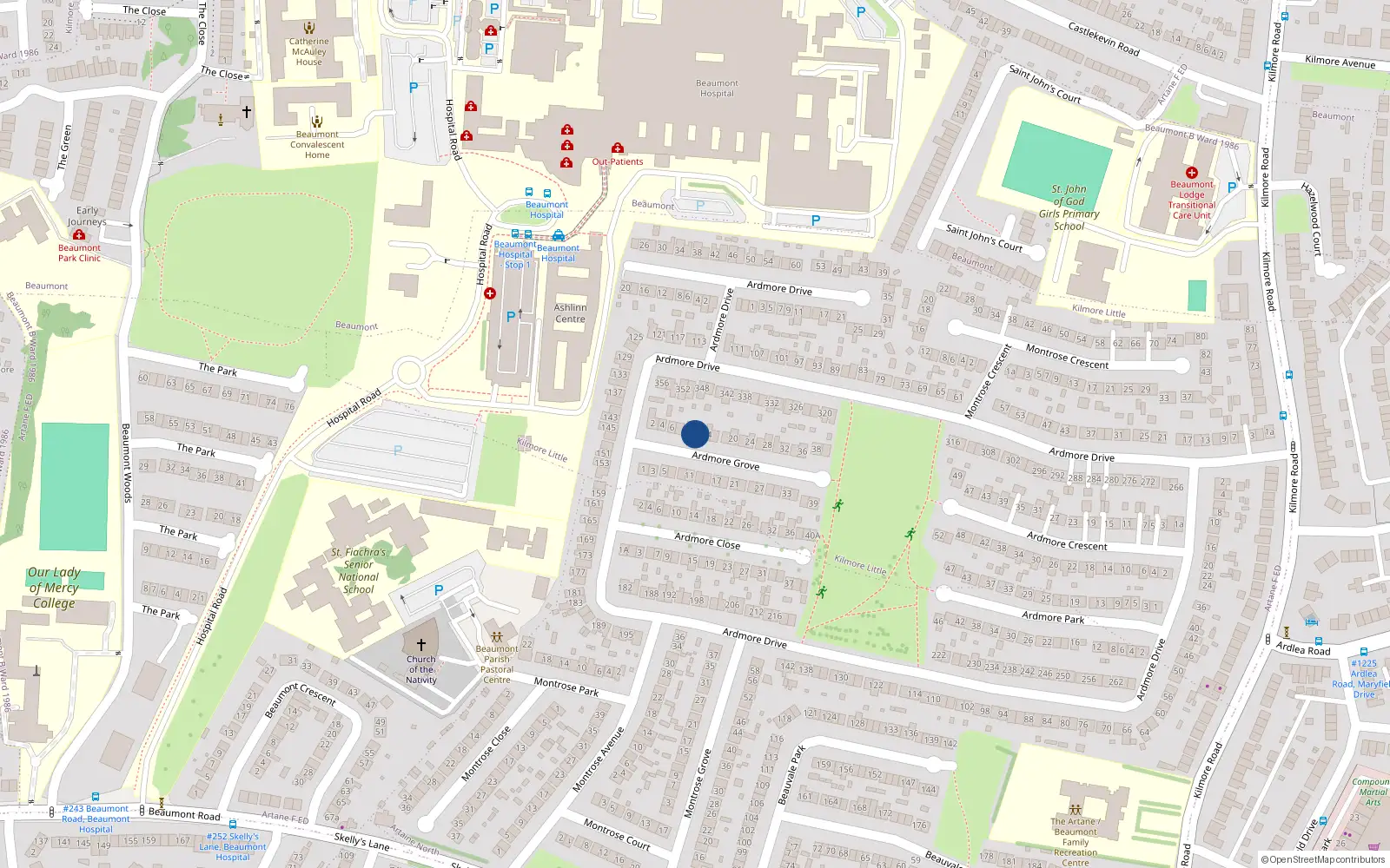 Overhead map showing the location of 12 Ardmore Grove, Dublin 5