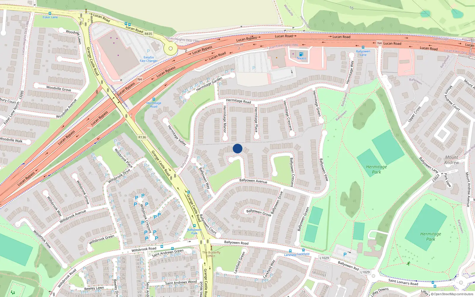 Overhead map showing the location of 12 Ballyowen Lawn, Lucan