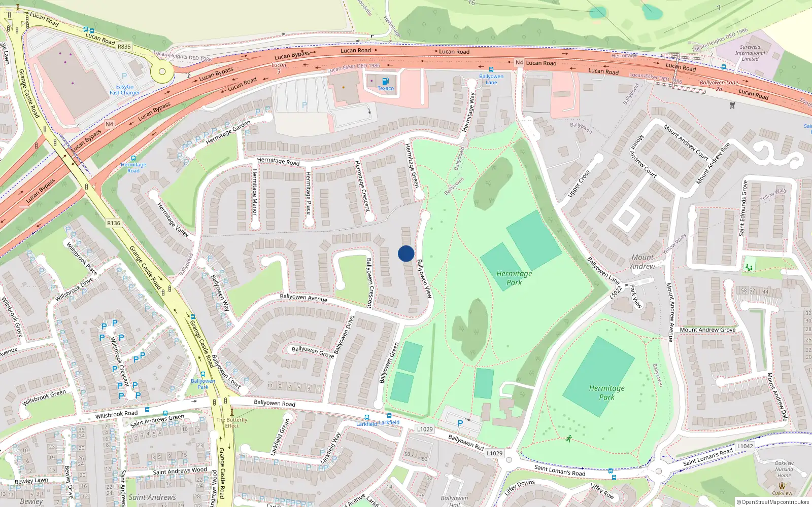 Overhead map showing the location of 12 Ballyowen View, Lucan