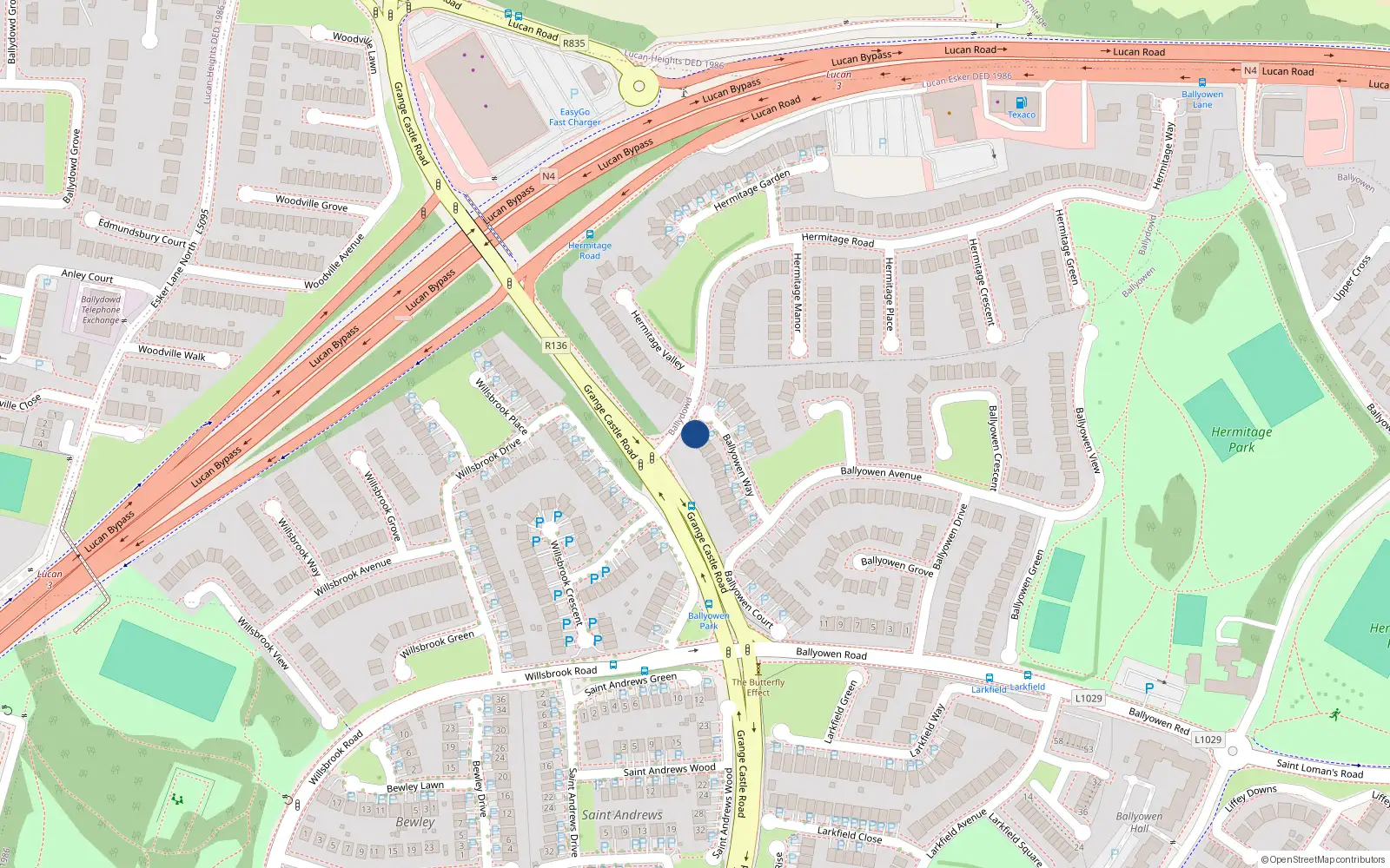 Overhead map showing the location of 12 Ballyowen Way, Lucan, Dublin