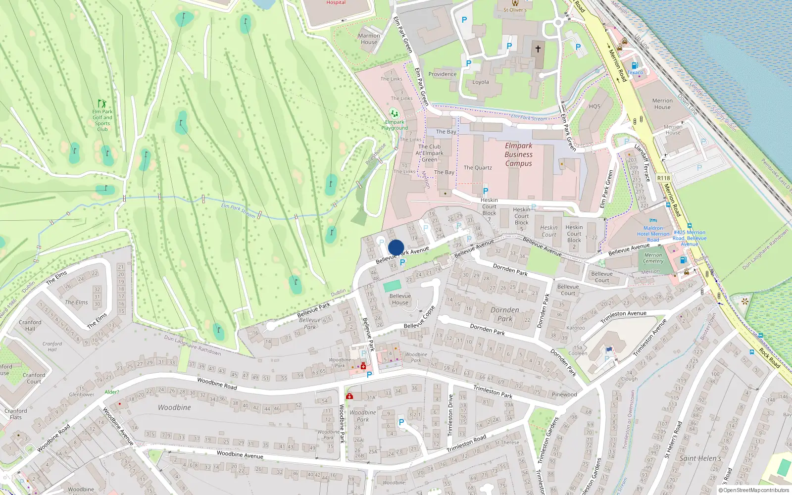 Overhead map showing the location of 12 Bellevue Park Avenue, Priesthouse