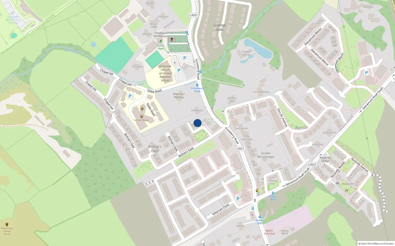 Overhead map showing the location of 12 Bishops Gate, Kilternan