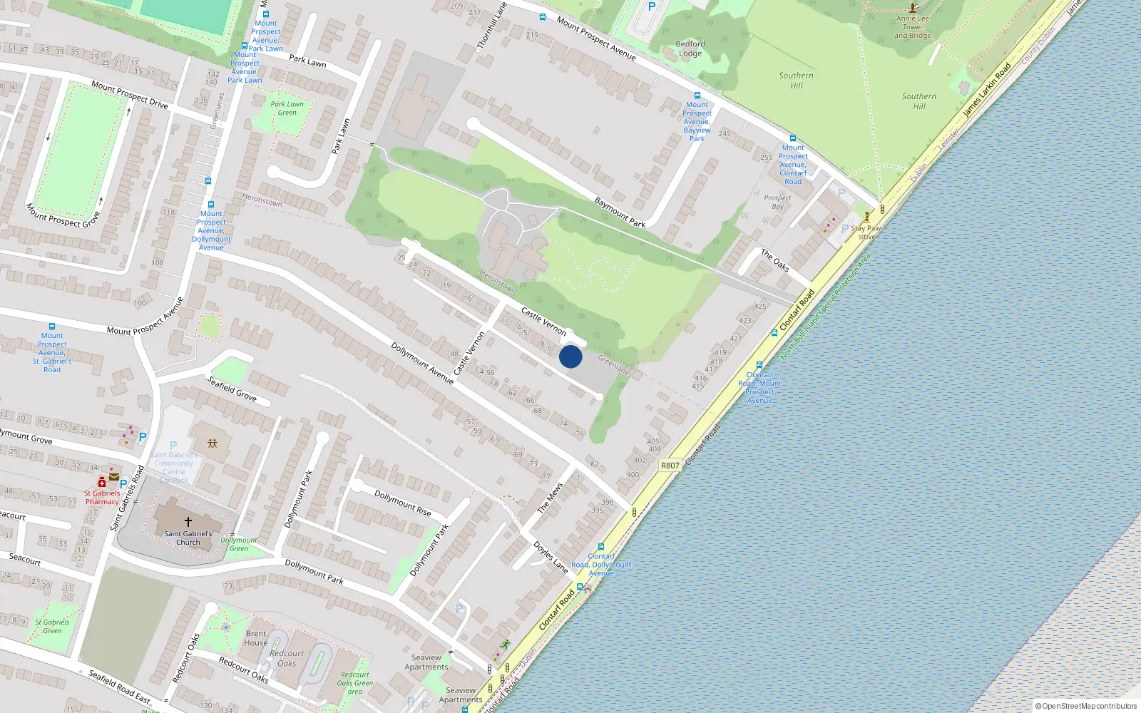 Overhead map showing the location of 12 Castle Vernon, Dublin 3