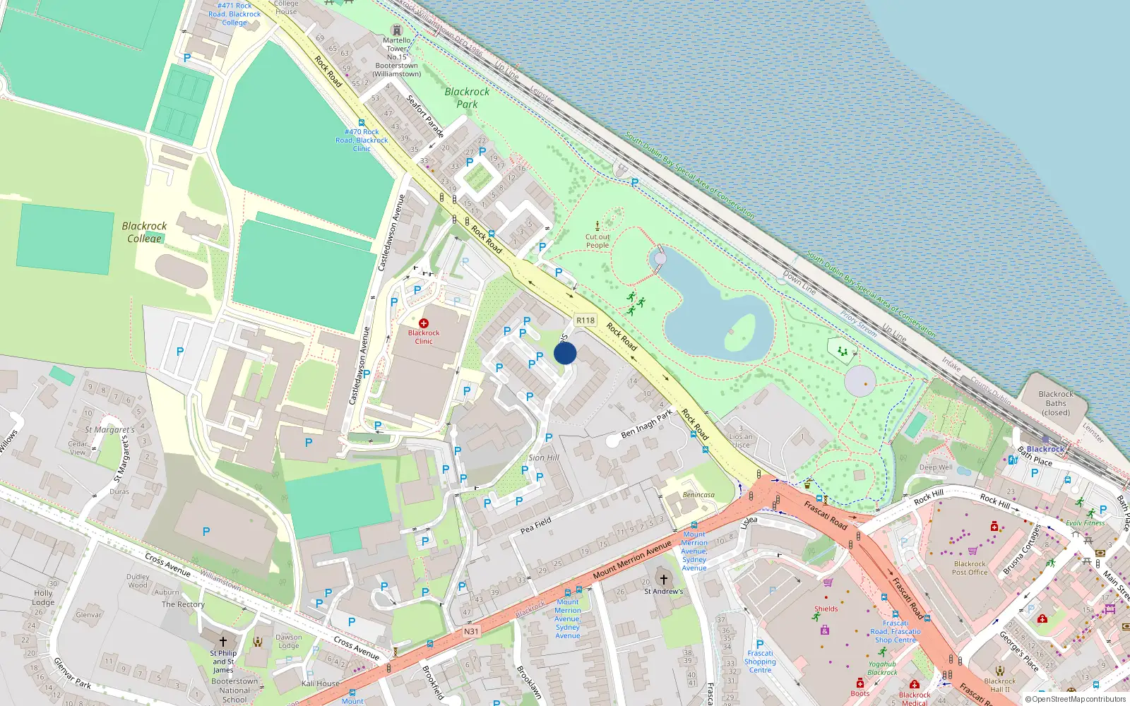 Overhead map showing the location of 12 Castledawson, Blackrock