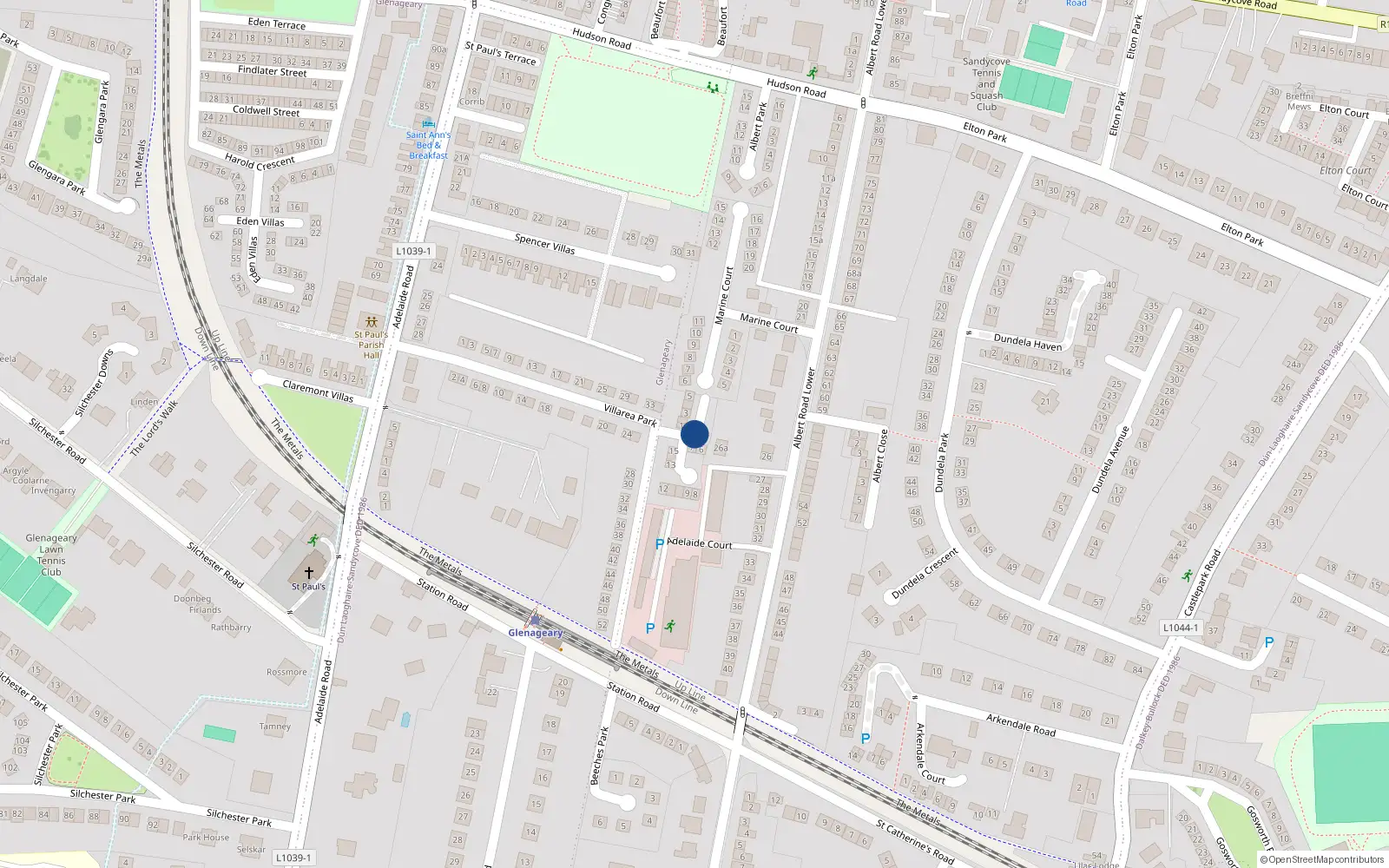 Overhead map showing the location of 12 Chester Square, Glenageary