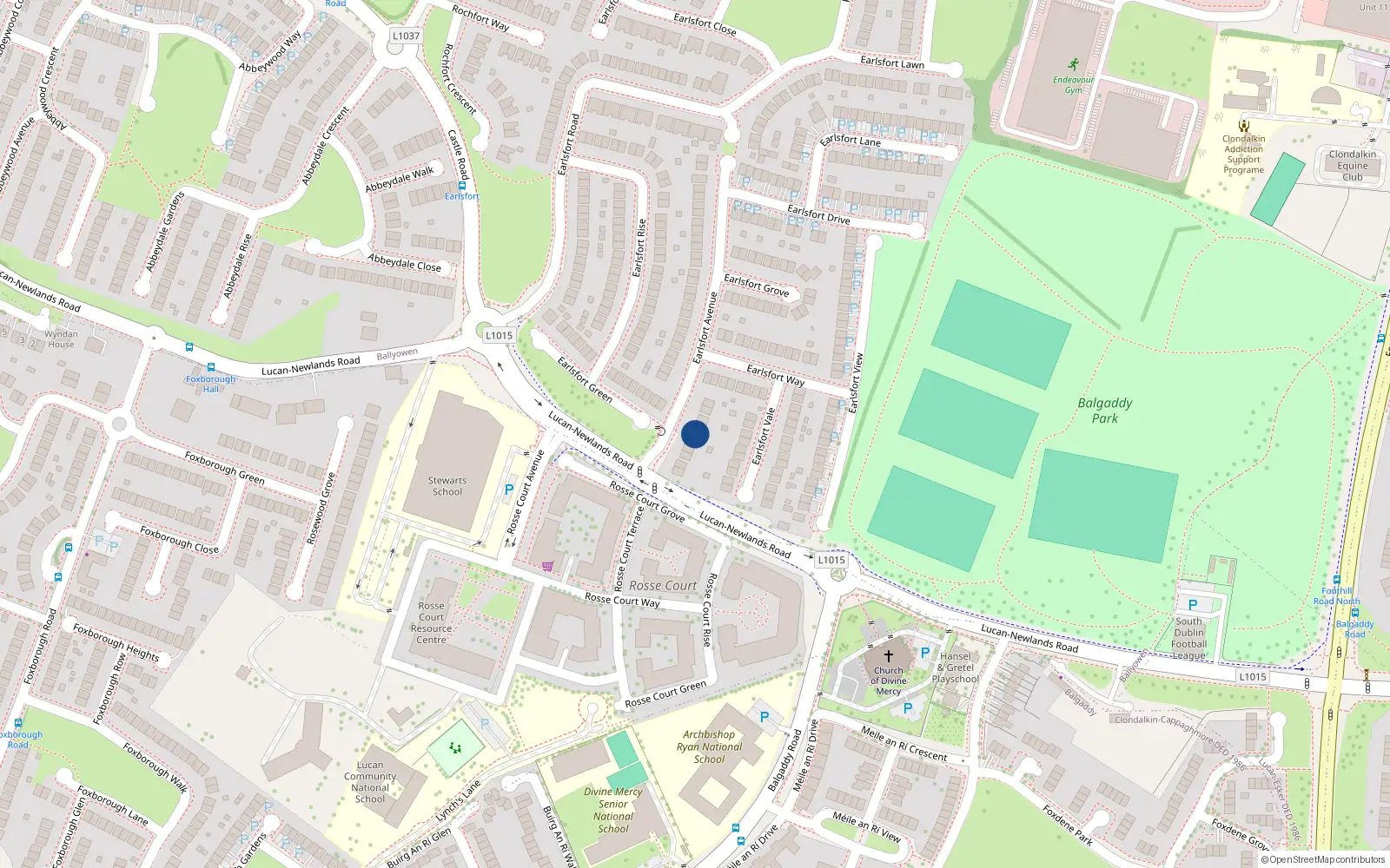 Overhead map showing the location of 12 Earlsfort Avenue, Lucan