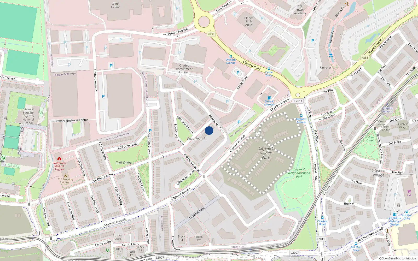 Overhead map showing the location of 12 Edenbrook Green, City West