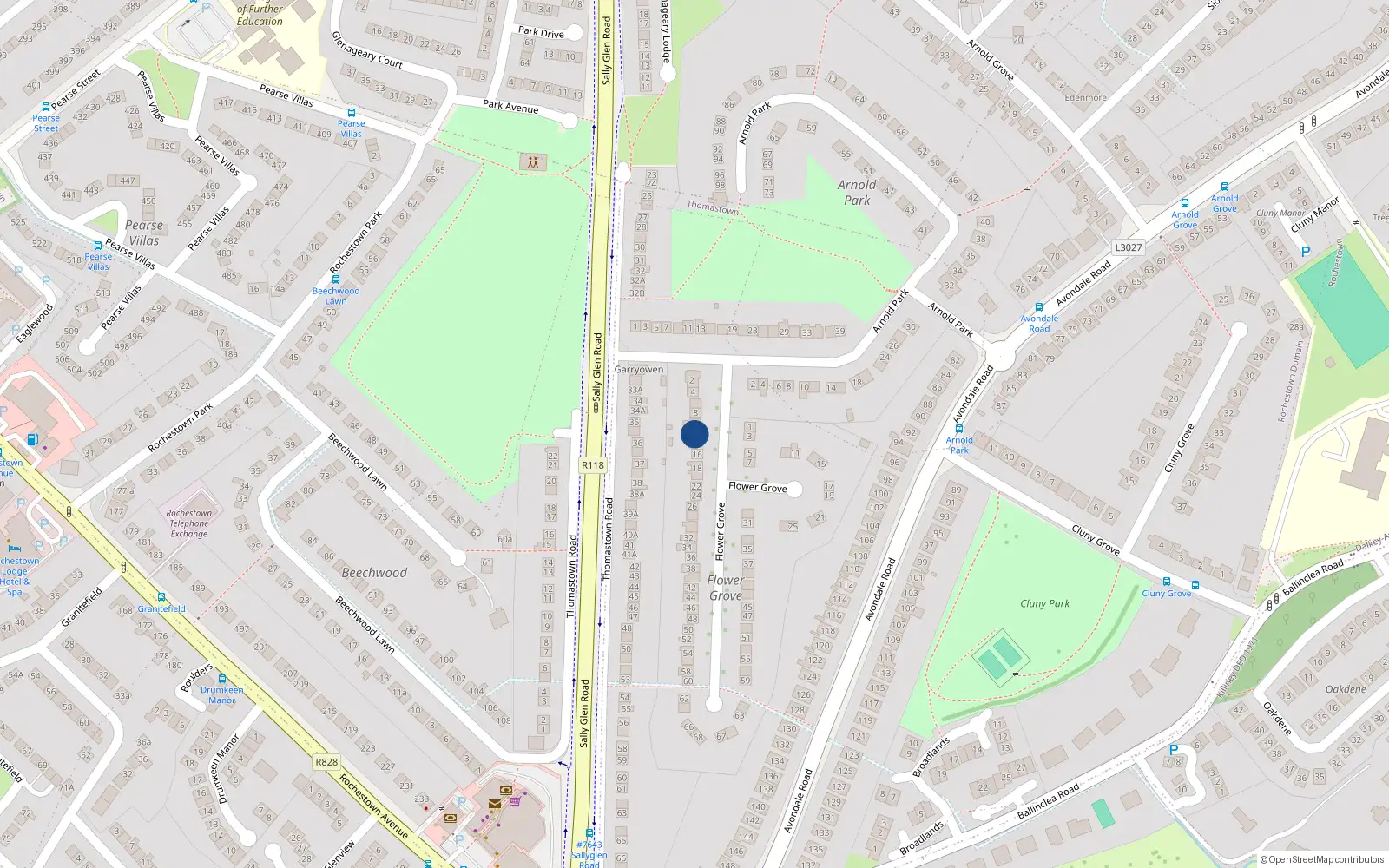 Overhead map showing the location of 12 Flower Grove, Glenageary, Co Dublin