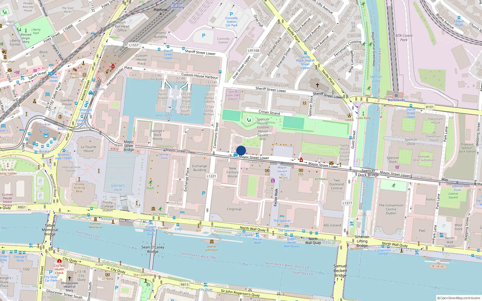 Overhead map showing the location of 12 Gandon House, Custom House Square, Mayor St Dublin 1