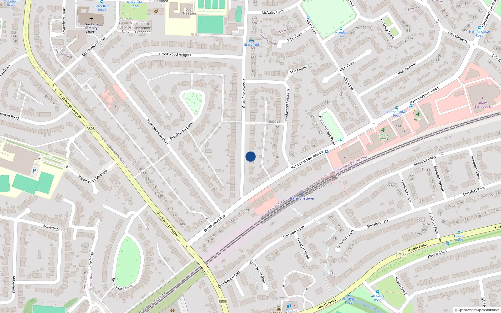 Overhead map showing the location of 12 Gracefield Avenue, Artane, Dublin 5