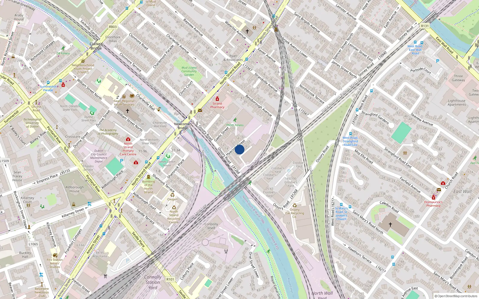 Overhead map showing the location of 12 Hyacinth Street, North Strand
