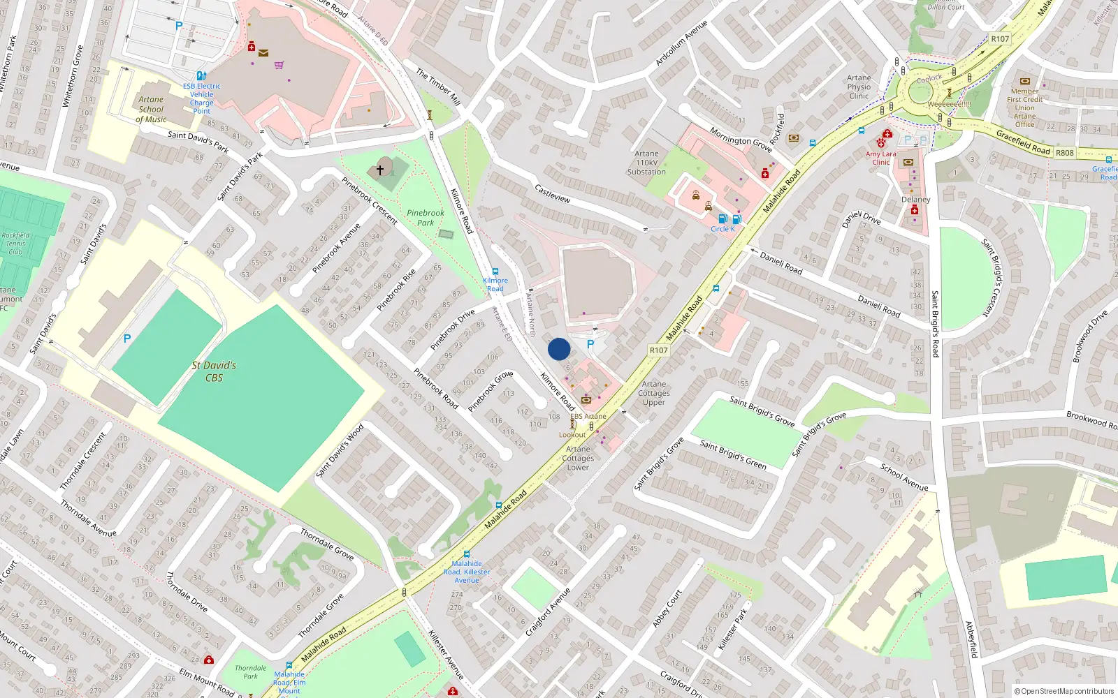 Overhead map showing the location of 12 Kilmore Road, Dublin 5