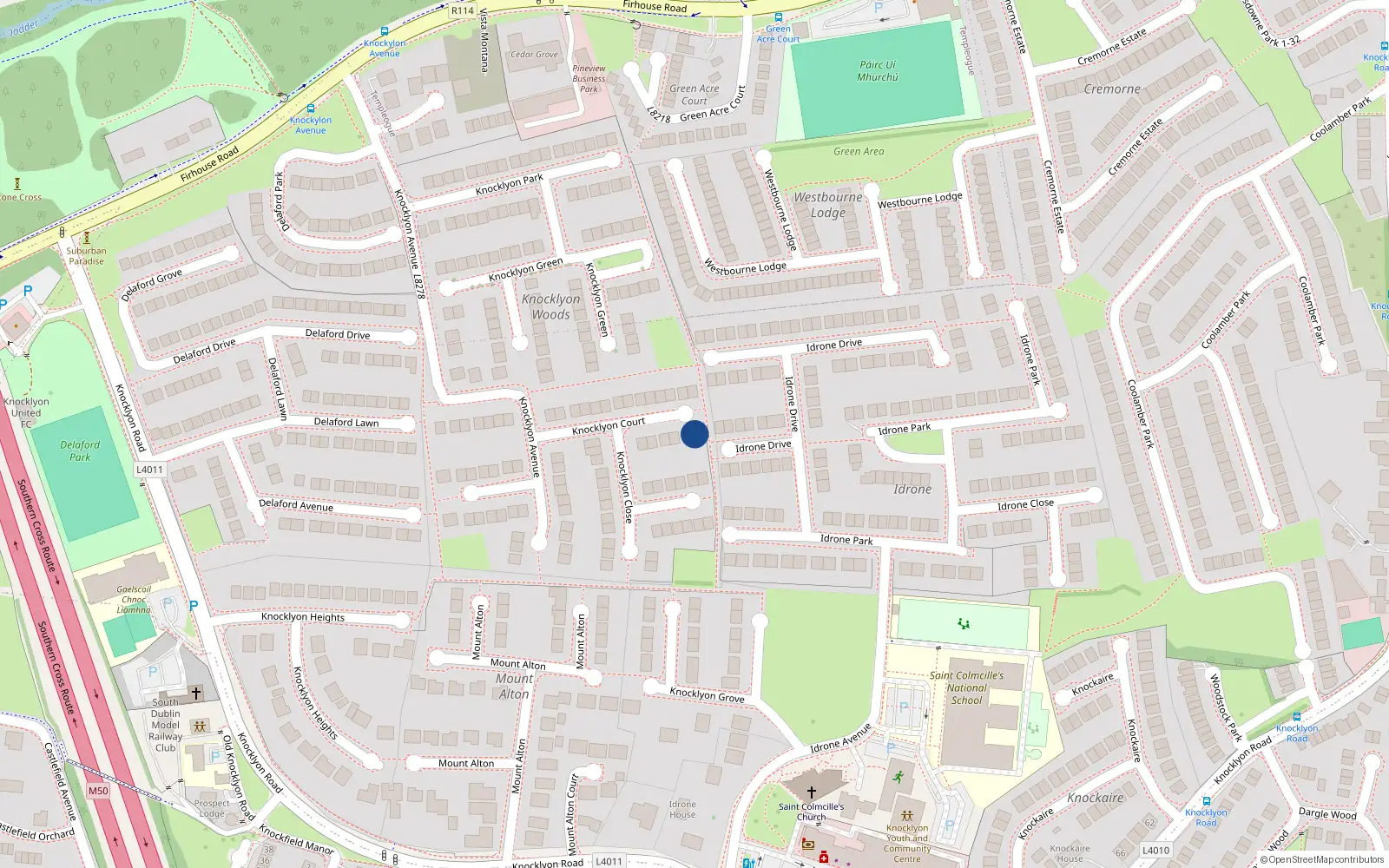 Overhead map showing the location of 12 Knocklyon Court, Dublin 16