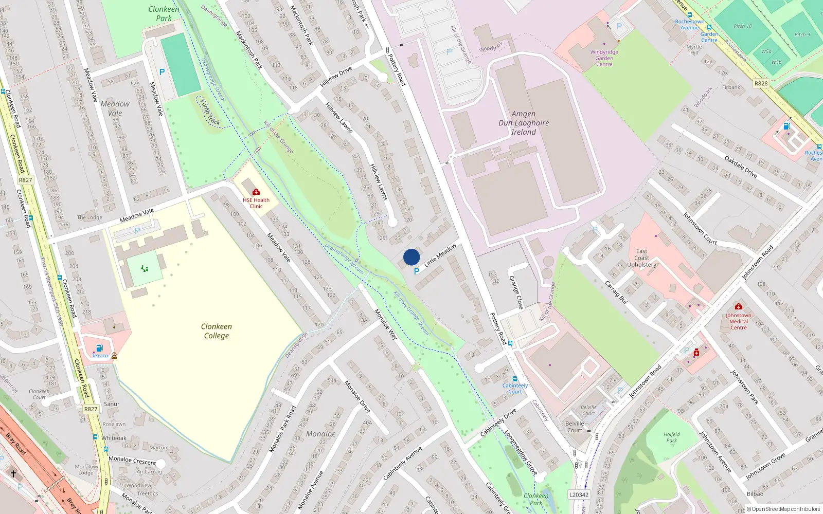 Overhead map showing the location of 12 Little Meadow, Dunlaoghaire