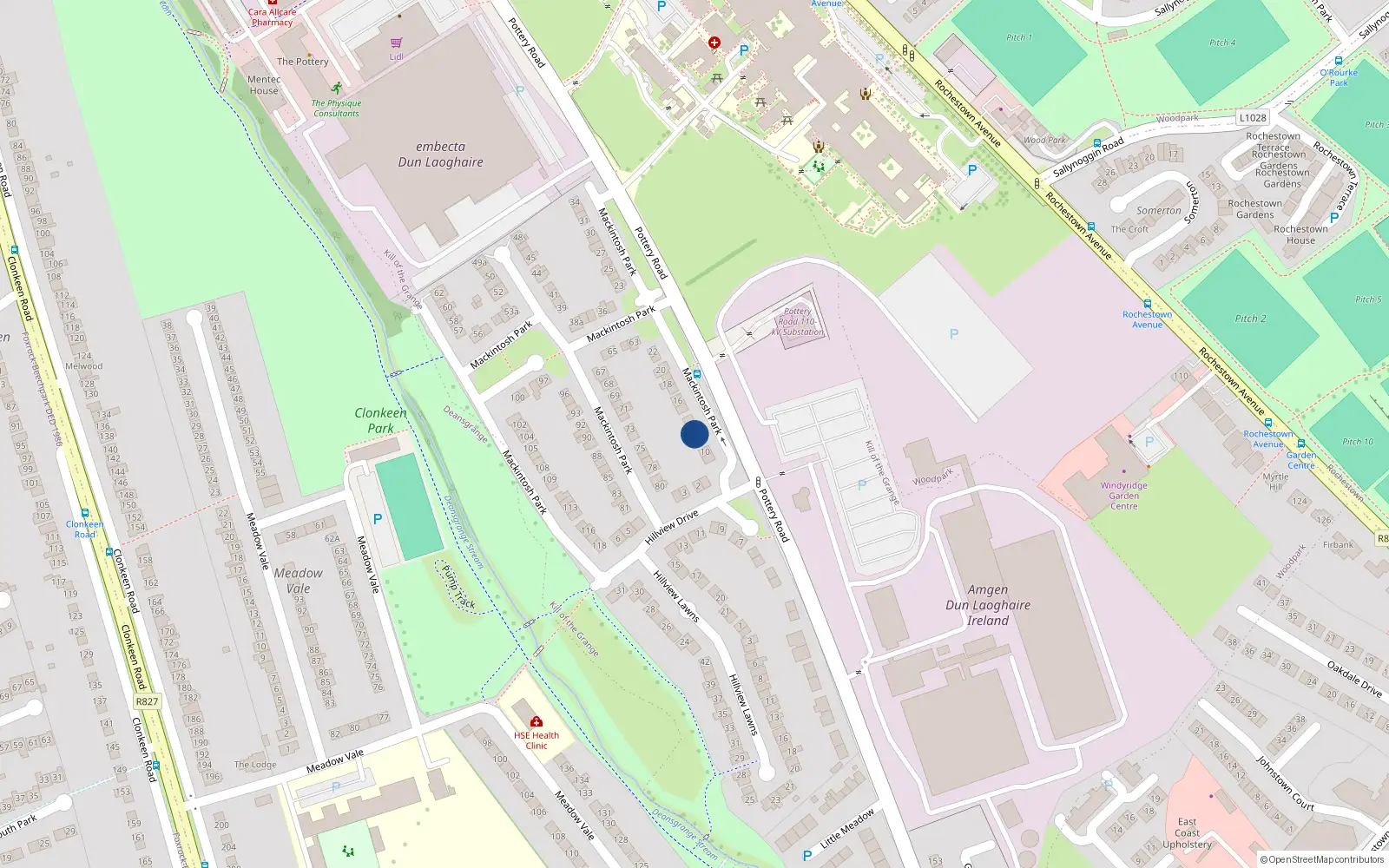 Overhead map showing the location of 12 Macintosh Park, Dun Laoghaire, Dublin