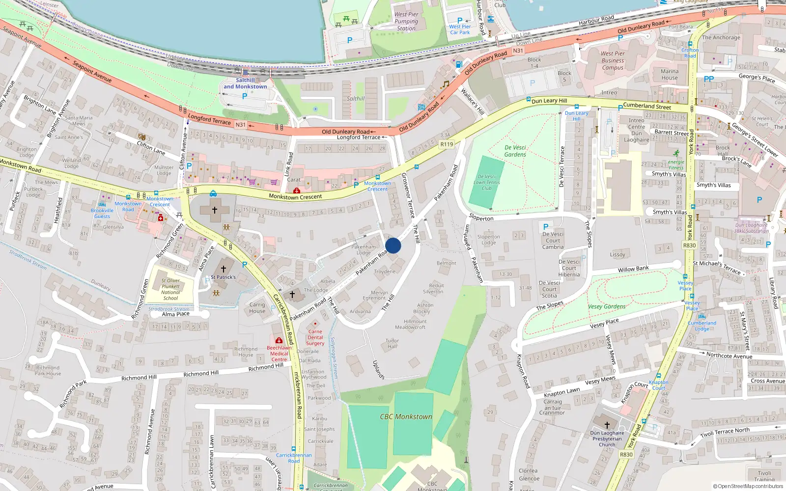 Overhead map showing the location of 12 Monkstown Gate, Pakenham Road, Monkstown