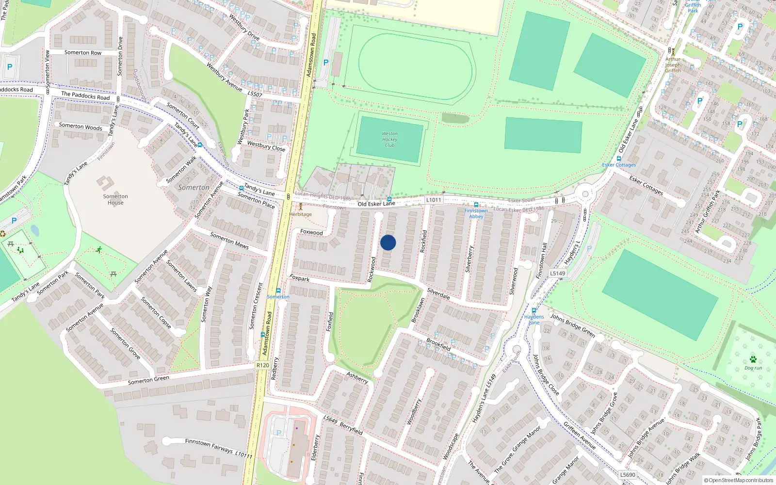 Overhead map showing the location of 12 Rockwood, Lucan