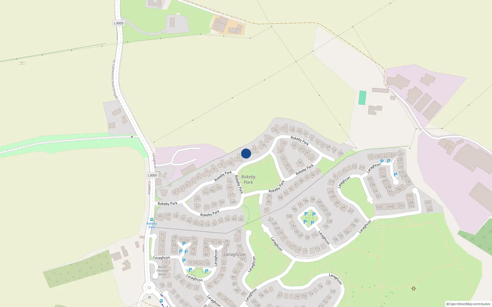 Overhead map showing the location of 12 Rokeby Park, Lucan
