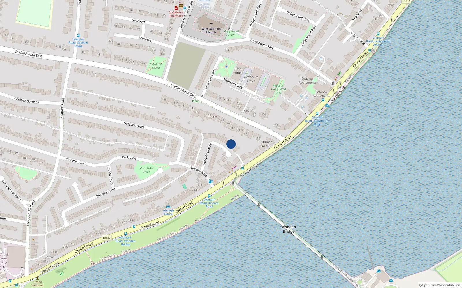 Overhead map showing the location of 12 Seafield Downs, Dublin 3