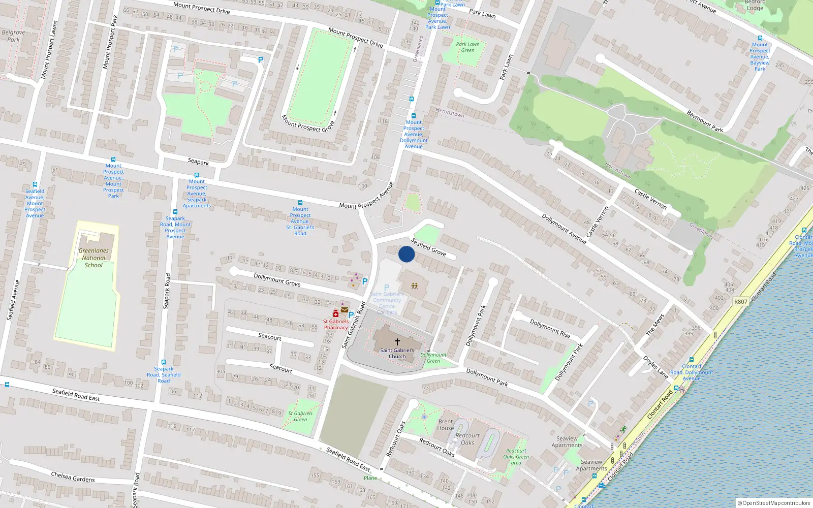 Overhead map showing the location of 12 Seafield Grove, Clontarf, Dublin 3