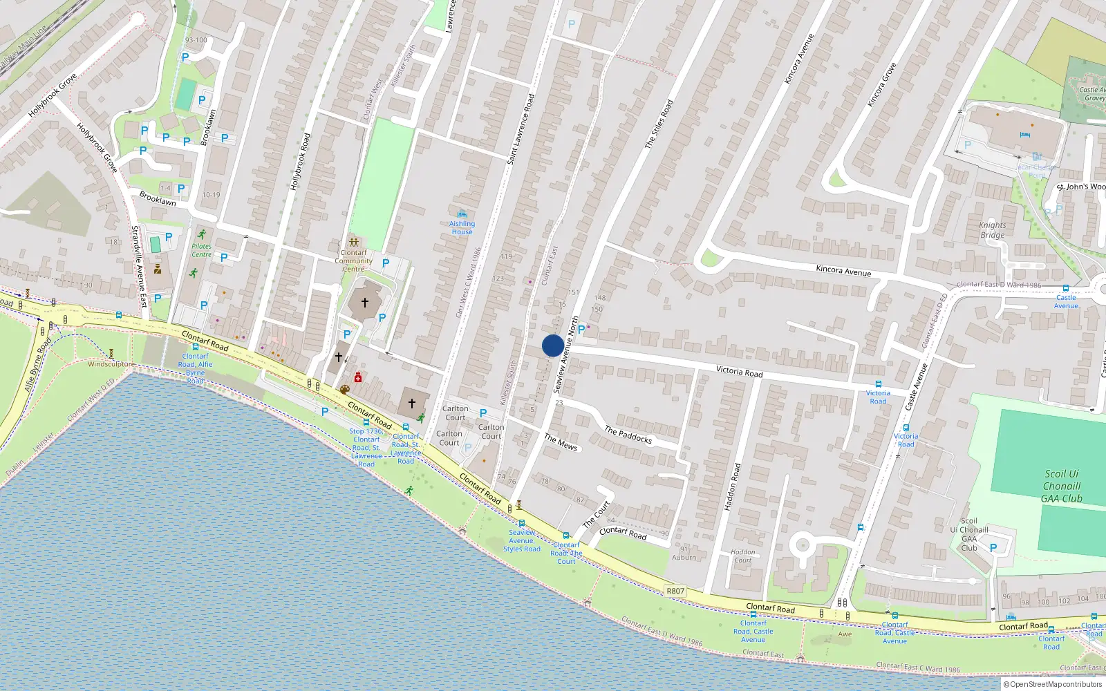 Overhead map showing the location of 12 Seaview Avenue North, Dublin 3