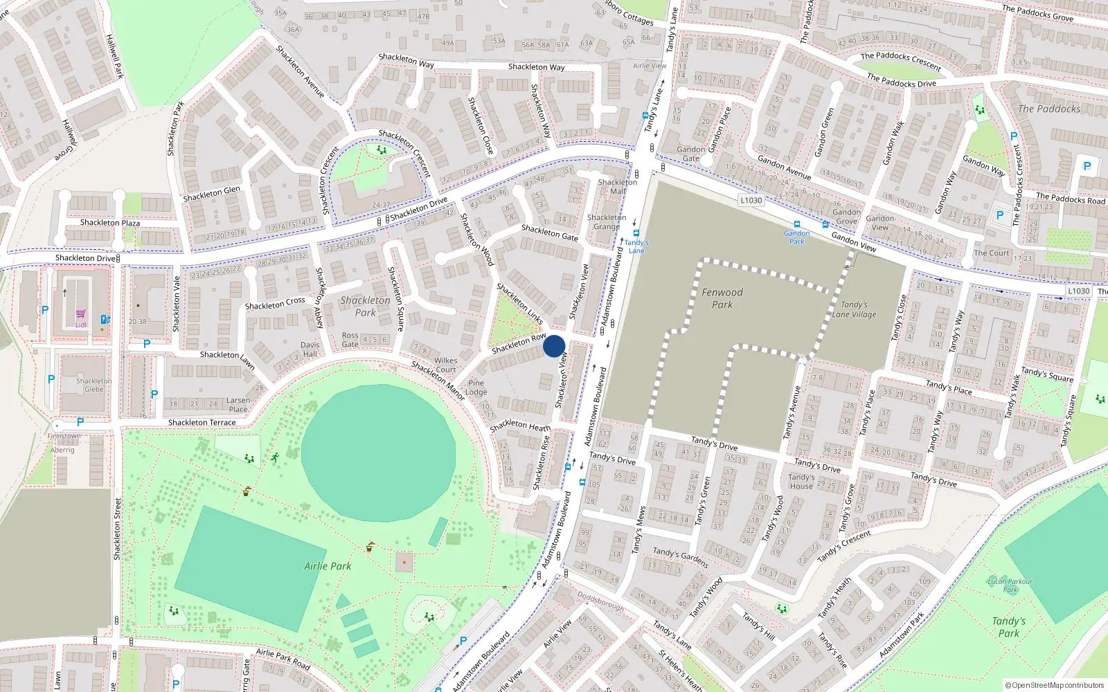 Overhead map showing the location of 12 Shackleton Links, Shackleton Park, Lucan
