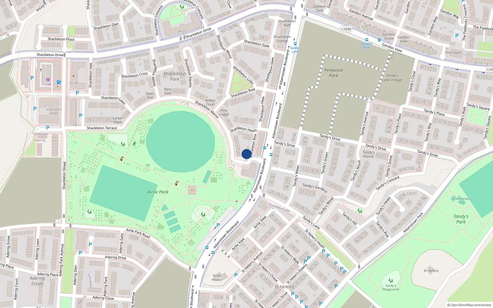 Overhead map showing the location of 12 Shackleton Rise, Shackleton Park, Lucan