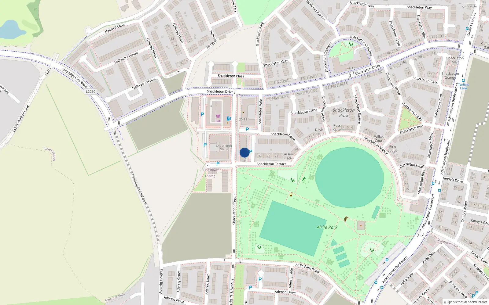 Overhead map showing the location of 12 Shackleton Terrace, Finnstown