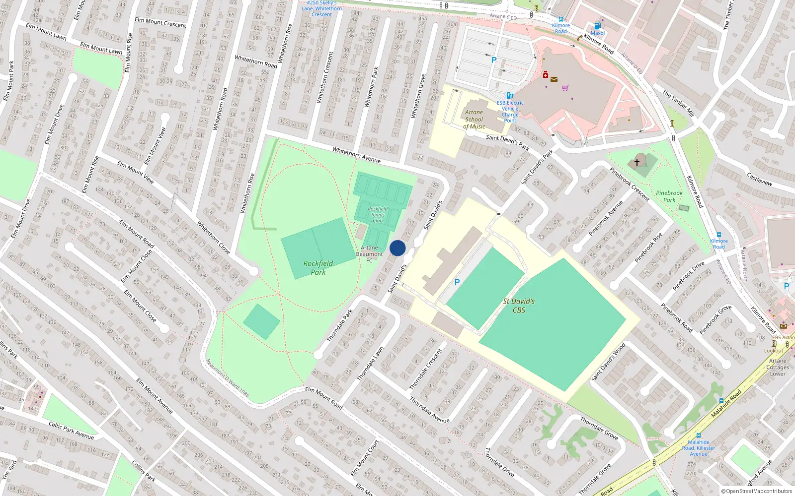 Overhead map showing the location of 12 Saint David's, Dublin 5