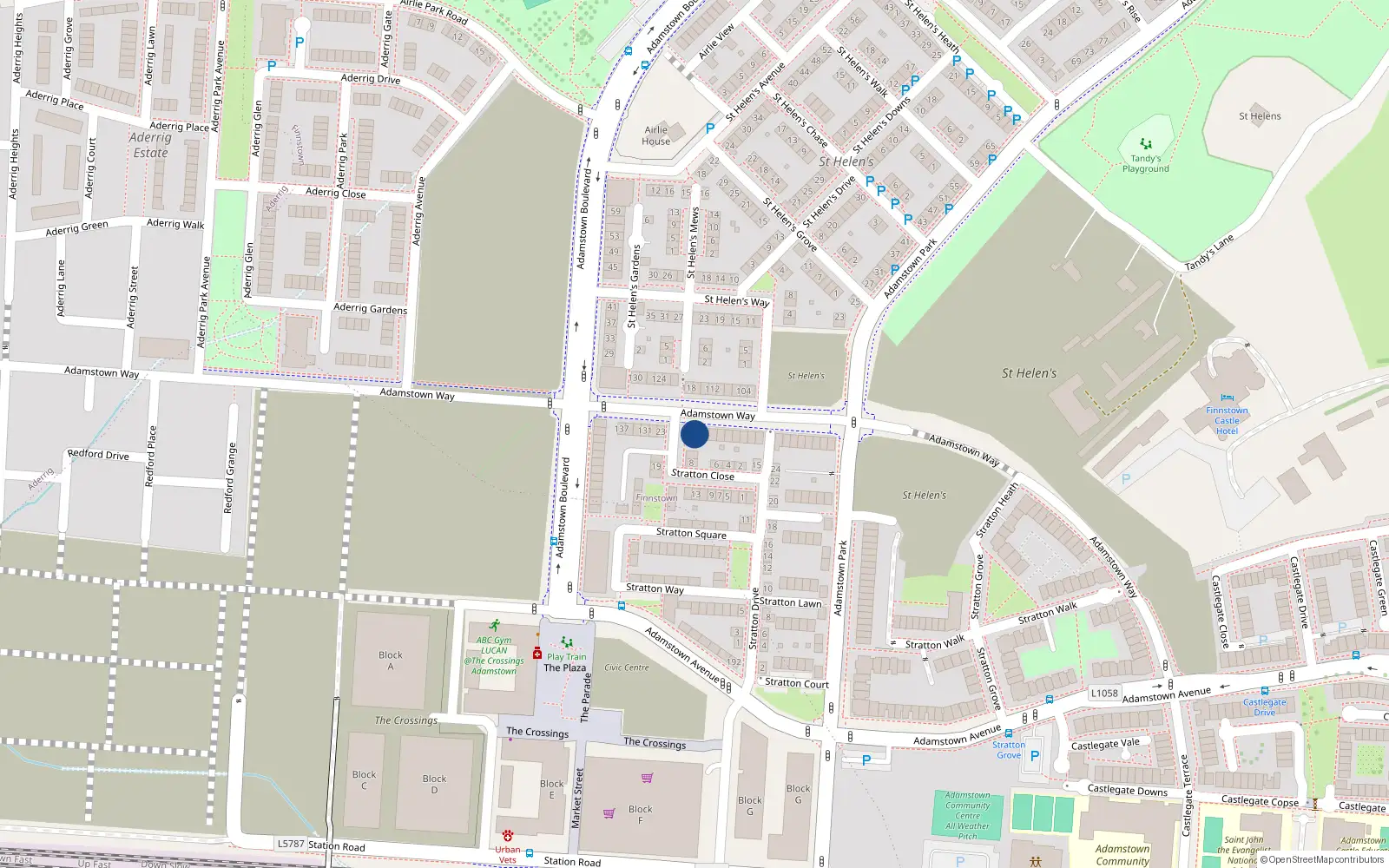 Overhead map showing the location of 12 Stratton Close, Lucan