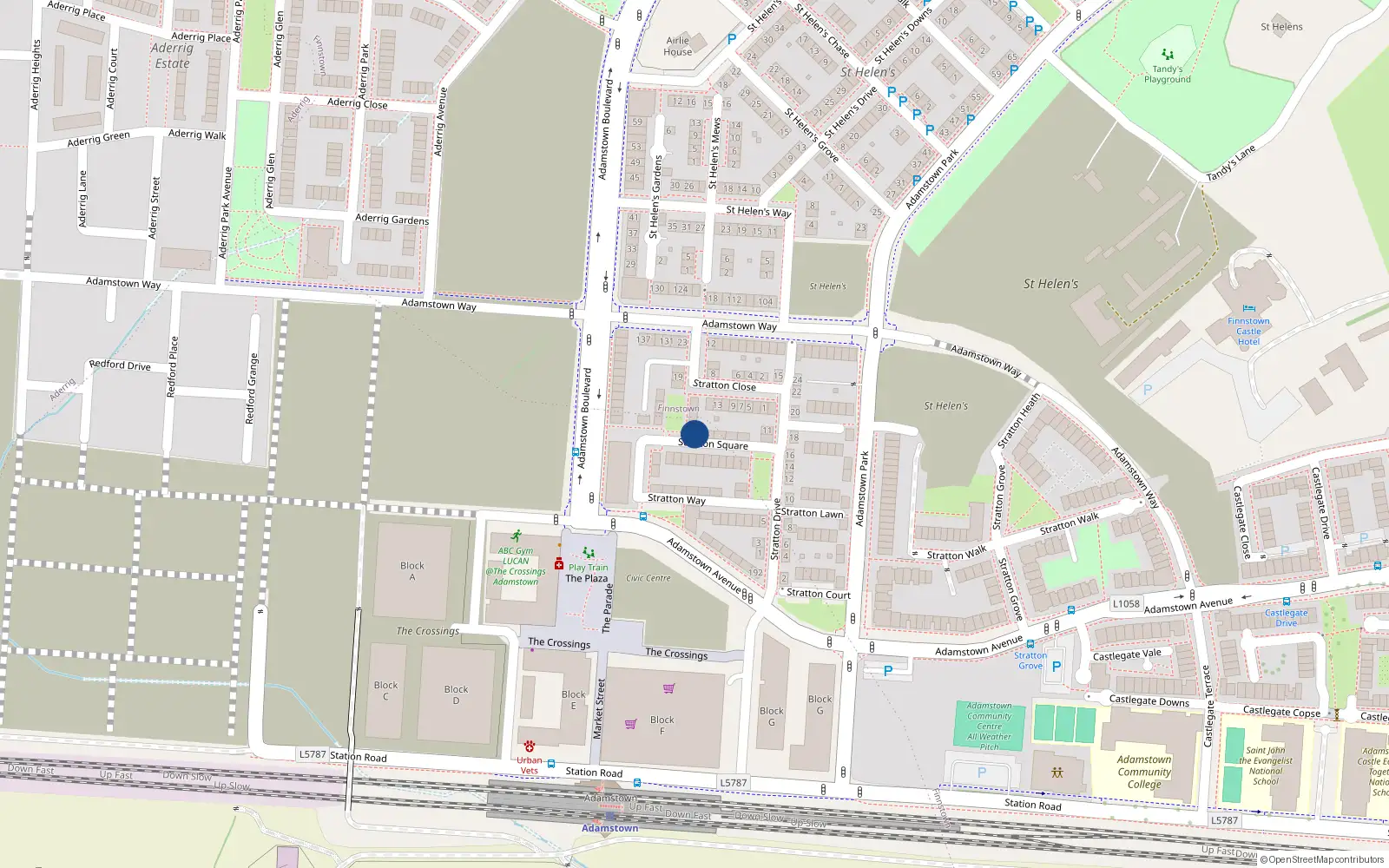 Overhead map showing the location of 12 Stratton Square, Lucan