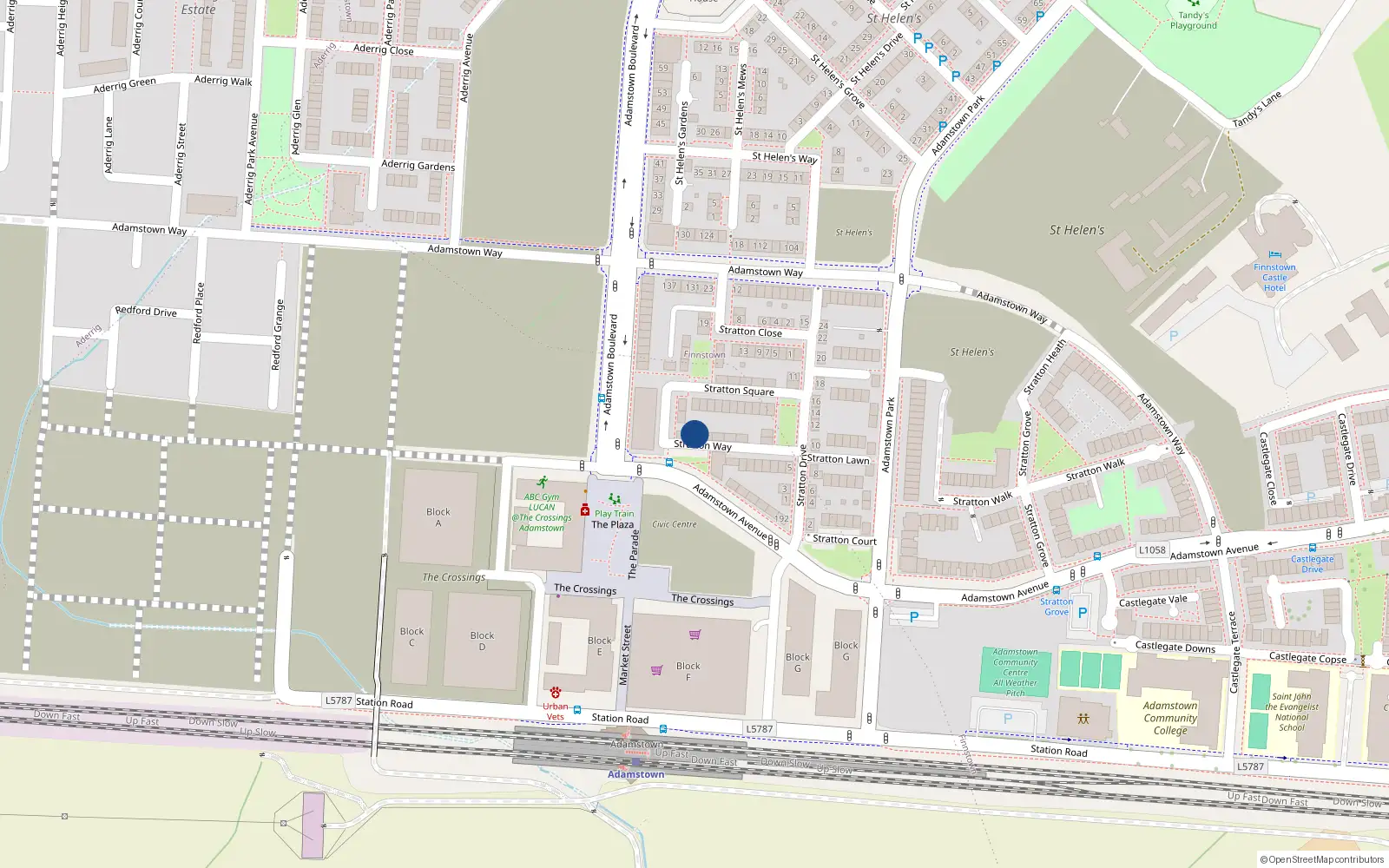 Overhead map showing the location of 12 Stratton Way, Lucan